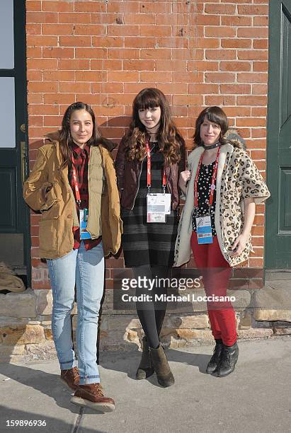 Producer Mariko Munro, actress Gina Piersanti and filmmaker Eliza Hittman attend the Acura Master Class - Emerging Women in Independent Film on...