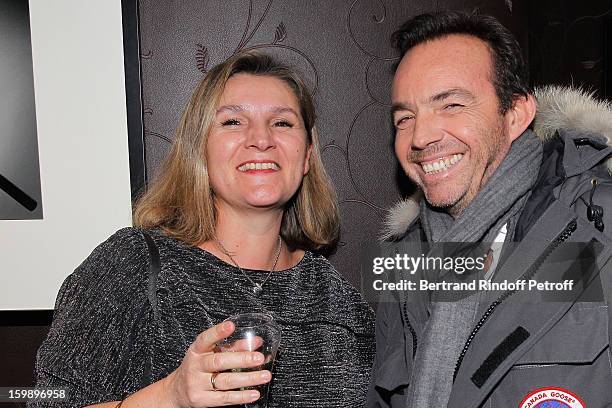 Catherine Toussaint and Alexis Tregarot attend 'La Petite Maison De Nicole' Inauguration Cocktail at Hotel Fouquet's Barriere on January 22, 2013 in...