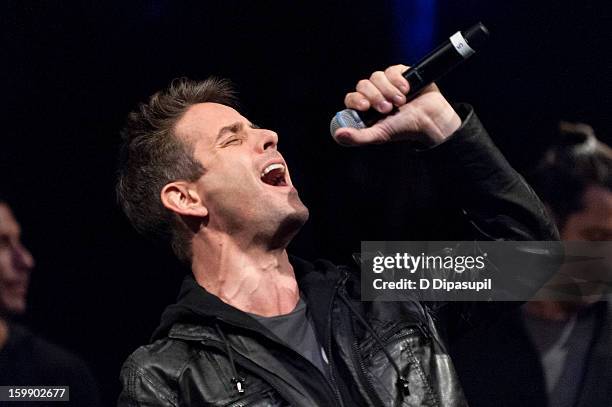 Joey McIntyre of New Kids on the Block performs during the Package Tour Special Announcement at Irving Plaza on January 22, 2013 in New York City.
