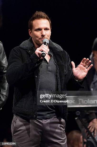 Drew Lachey of 98 Degrees attends the Package Tour Special Announcementat Irving Plaza on January 22, 2013 in New York City.
