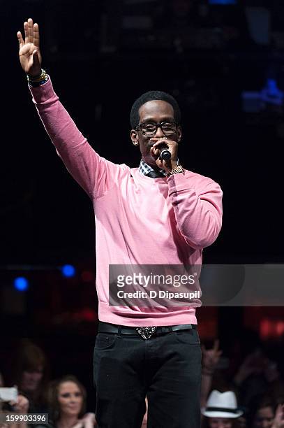 Shawn Stockman of Boyz II Men performs during the Package Tour Special Announcementat Irving Plaza on January 22, 2013 in New York City.