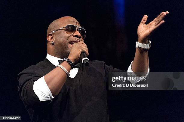 Wanya Morris of Boyz II Men performs during the Package Tour Special Announcementat Irving Plaza on January 22, 2013 in New York City.