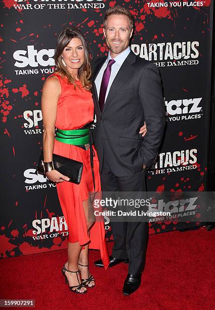 Actor Ditch Davey and wife Sophia Dunn attend the premiere of Starz's "Spartacus: War of the Damned" at Regal Cinemas L.A. Live on January 22, 2013...