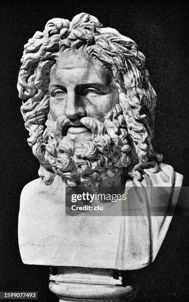 zeus bust - zeus stock illustrations