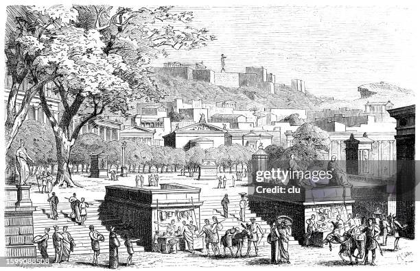 illustrations, cliparts, dessins animés et icônes de place du marché d’athènes - grèce antique