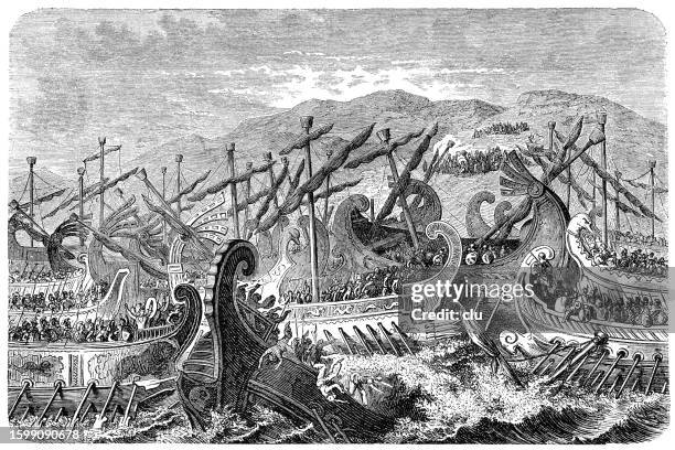 illustrazioni stock, clip art, cartoni animati e icone di tendenza di battaglia navale a salamina - cultura-persiana