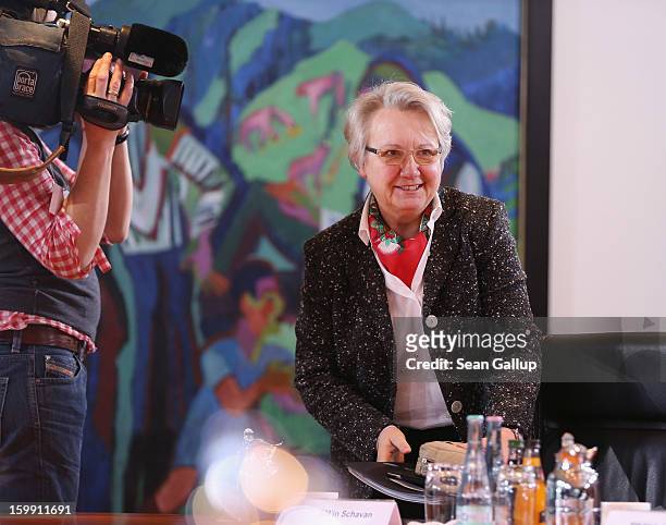 German Education Minister Annette Schavan arrives for the weekly German government cabinet meeting the day after the University of Dusseldorf...
