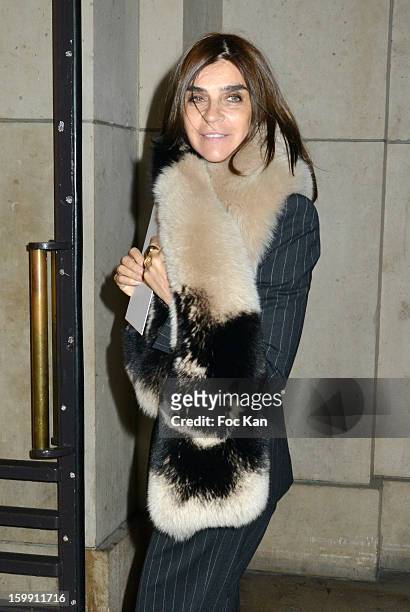 Carine Roitfeld attends the Giorgio Armani Prive Spring/Summer 2013 Haute-Couture show as part of Paris Fashion Week at Theatre National de Chaillot...