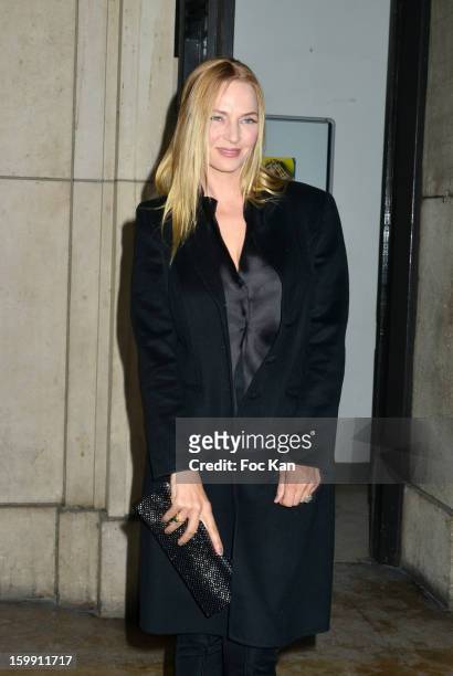 Uma Thurman attends the Giorgio Armani Prive Spring/Summer 2013 Haute-Couture show as part of Paris Fashion Week at Theatre National de Chaillot on...
