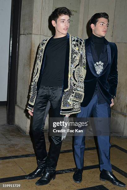 Harry Brant and Peter Brant Jr attend the Giorgio Armani Prive Spring/Summer 2013 Haute-Couture show as part of Paris Fashion Week at Theatre...