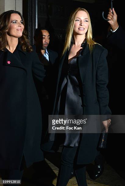 Roberta Armani and Uma Thurman attend the Giorgio Armani Prive Spring/Summer 2013 Haute-Couture show as part of Paris Fashion Week at Theatre...