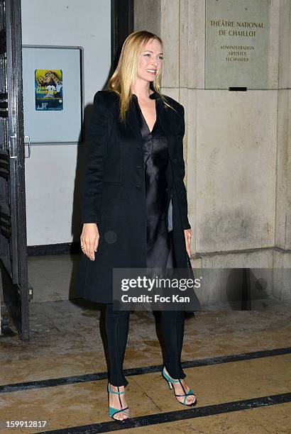 Uma Thurman attends the Giorgio Armani Prive Spring/Summer 2013 Haute-Couture show as part of Paris Fashion Week at Theatre National de Chaillot on...