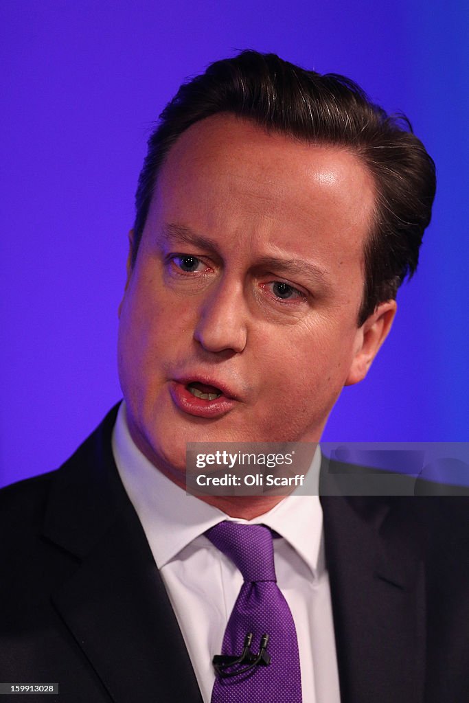 British Prime Minister David Cameron Makes Speech On The UK's Position In Europe