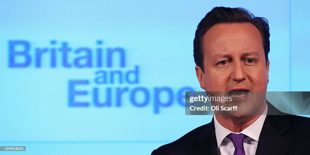 British Prime Minister David Cameron Makes Speech On The UK's Position In Europe