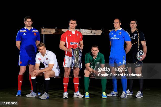 Pascal Pape of France, Chris Robshaw of England, Sam Warburton of Wales, Jamie Heaslip of Ireland, Sergio Parisse of Italy and Kelly Brown of...