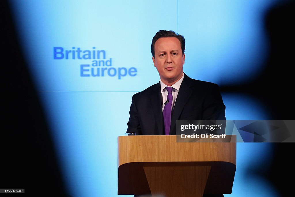 Prime Minister David Cameron Makes Speech On The UK's Position In Europe