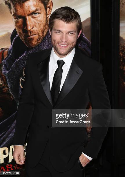 Liam McIntyre arrives at the "Spartacus: War of The Damned" Los Angeles Premiere at Regal Cinemas L.A. LIVE Stadium 14 on January 22, 2013 in Los...