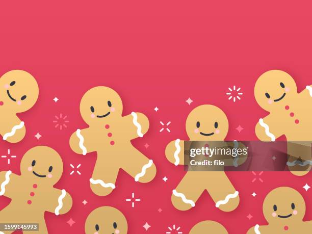 holiday gingerbread people cookie sweet treat - christmas cute stock illustrations