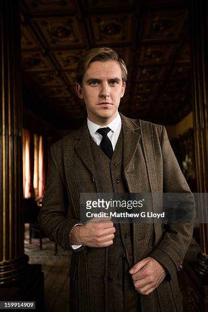 On set of Downton Abbey during production of series III with Dan Stevens playing Matthew Crawley for the Los Angeles Times on June 13, 2012 in...