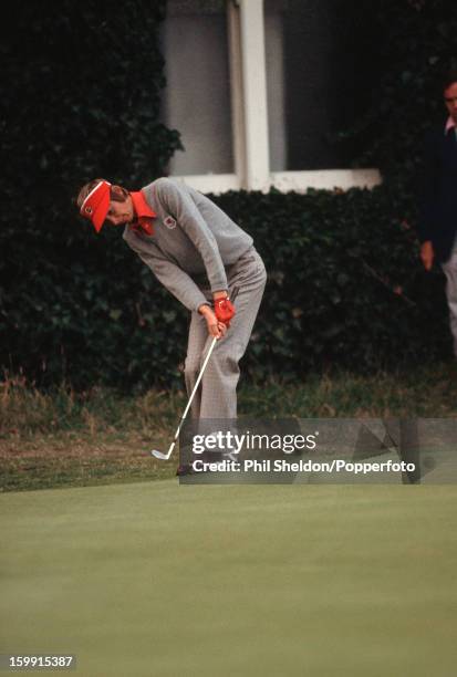 British golfer Ken Brown attempts to chip his putt at the 18th during the Ryder Cup golf competition held at the Royal Lytham and St Annes Golf Club...