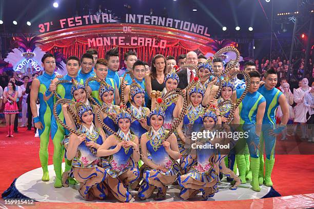 Prince Albert II of Monaco and Princess Stephanie of Monaco attend the Monte-Carlo 37th International Circus Festival Closing Ceremony on January 22,...