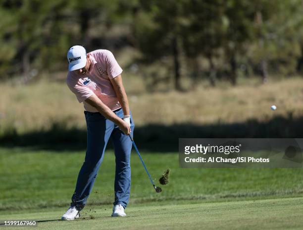 Matt NeSmith of the United States hits an approach shot on hole during the first round of the Barracuda Championship at Old Greenwood on July 20,...