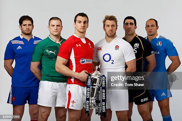Pascal Pape of France, Jamie Heaslip of Ireland, Sam Warburton of Wales, Chris Robshaw of England, Kelly Brown of Scotland and Sergio Parisse of...