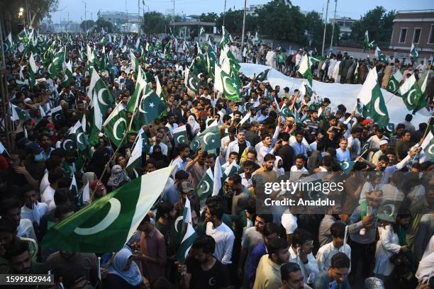 Pakistani people celebrate Pakistan's Independence Day during rally in Karachi, Pakistan on August 14, 2023. Pakistan celebrates its anniversary of...