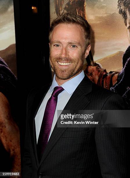 Actor Ditch Davey arrives at the premiere of Starz's "Spartacus: War Of The Damned" at the Regal Cinemas L.A. Live on January 22, 2013 in Los...