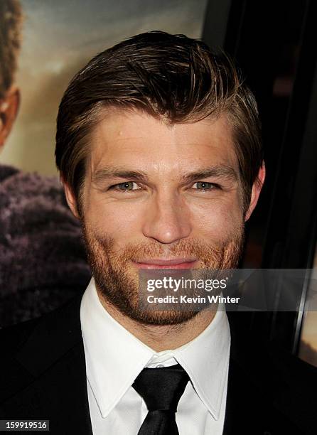 Actor Liam McIntyre arrives at the premiere of Starz's "Spartacus: War Of The Damned" at the Regal Cinemas L.A. Live on January 22, 2013 in Los...