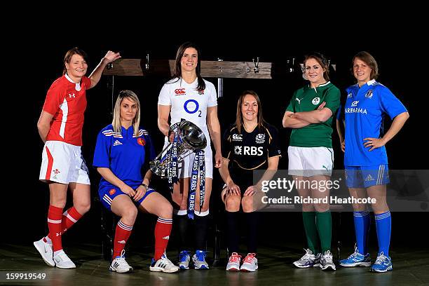 Rachel Taylor of Wales, Marie Alice Yahe of France, Sarah Hunter of England, Susie Brown of Scotland, Fiona Coughlan of Ireland and Silvia Gaudino of...