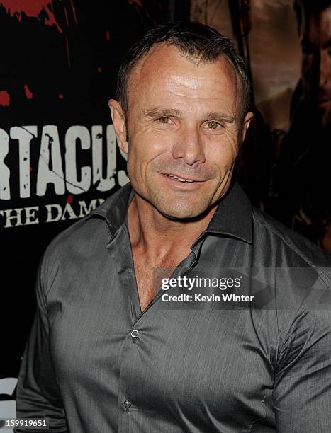 Actor Barry Duffield arrives at the premiere of Starz's "Spartacus: War Of The Damned" at the Regal Cinemas L.A. Live on January 22, 2013 in Los...