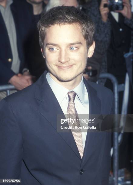 Actor Elijah Wood attends "The Lord of the Rings: The Fellowship of the Ring" New York City Premiere on December 13, 2001 at the Ziegfeld Theatre in...