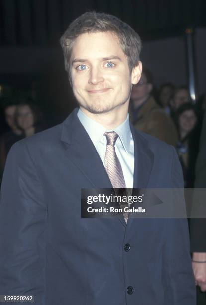 Actor Elijah Wood attends "The Lord of the Rings: The Fellowship of the Ring" New York City Premiere on December 13, 2001 at the Ziegfeld Theatre in...