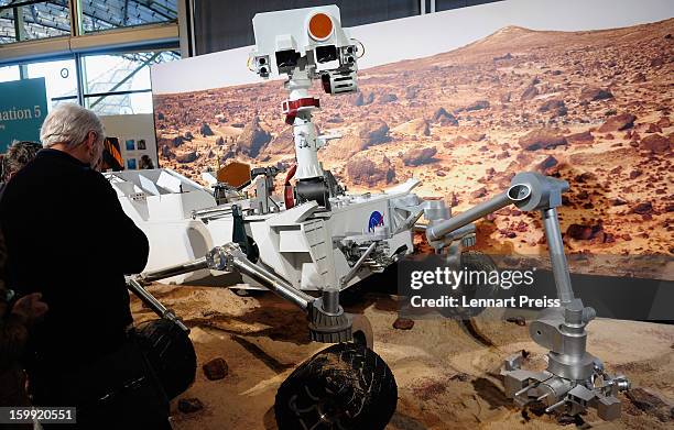 Space technology is displayed during the Siemens annual general shareholdersÕ meeting at the Olympiahalle on January 23, 2013 in Munich, Germany....