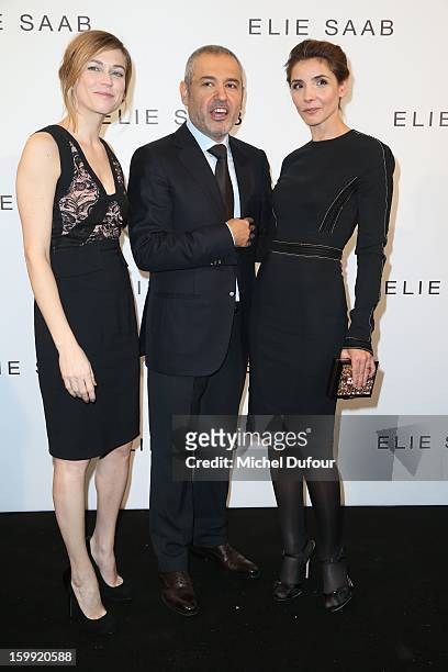 Marie Josee Croze, Elie Saab and Clotilde Courau attend the Elie Saab Spring/Summer 2013 Haute-Couture show as part of Paris Fashion Week at Pavillon...
