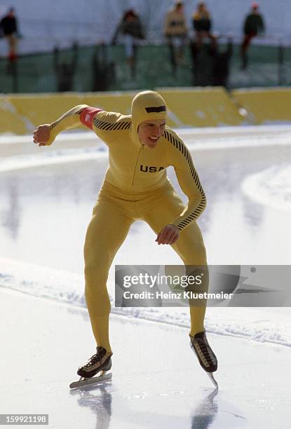 Winter Olympics: USA Eric Heiden set at start of race at Sheffield Oval. Lake Placid, NY 2/14/1980 -- 2/23/1980 CREDIT: Heinz Kluetmeier