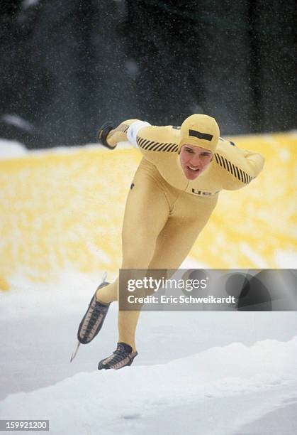 Winter Olympics: USA Eric Heiden in action during race at Sheffield Oval. Lake Placid, NY 2/14/1980 -- 2/23/1980 CREDIT: Eric Schweikardt