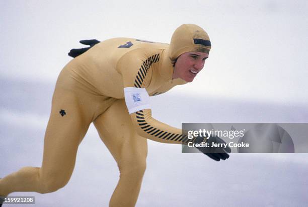 Winter Olympics: USA Eric Heiden in action during 10,000M race at Sheffield Oval. Lake Placid, NY 2/23/1980 CREDIT: Jerry Cooke