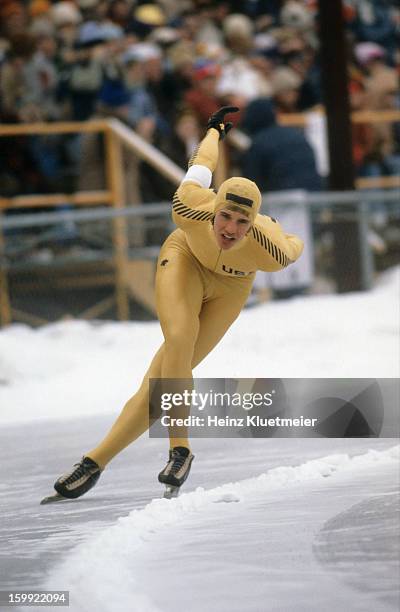 Winter Olympics: USA Eric Heiden in action during 10,000M race at Sheffield Oval. Lake Placid, NY 2/23/1980 CREDIT: Heinz Kluetmeier