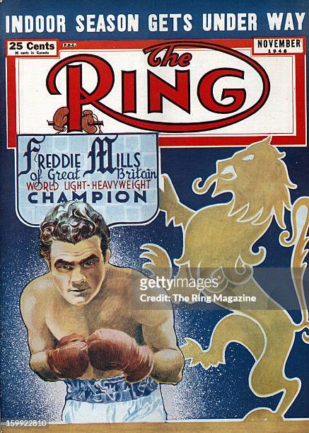 Ring Magazine Cover - Illustration of Freddie Mills on the cover.