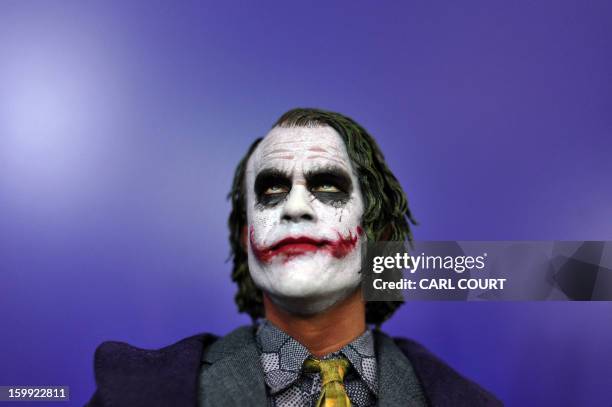 "The Joker" toy is displayed at the London Toy Fair in Olympia, central London, on January 23, 2013. AFP PHOTO / CARL COURT