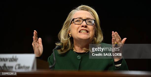 Secretary of State Hillary Clinton testifies before the Senate Foreign Relations Committee on the September 11, 2012 attack on the US mission in...