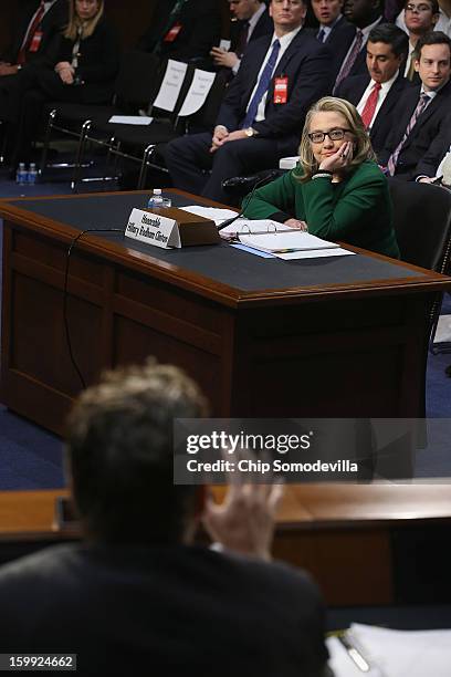Secretary of State Hillary Clinton testifies before the Senate Foreign Relations Committee on Capitol Hill January 23, 2013 in Washington, DC....