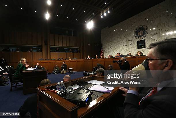 Secretary of State Hillary Clinton testifies before the Senate Foreign Relations Committee on Capitol Hill January 23, 2013 in Washington, DC....