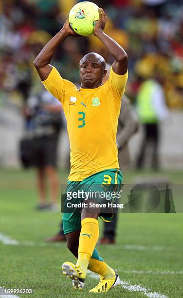 Tsepo Masilela of South Africa during the 2013 African Cup of Nations match between South Africa and Angola at Moses Mahbida Stadium on January 23,...