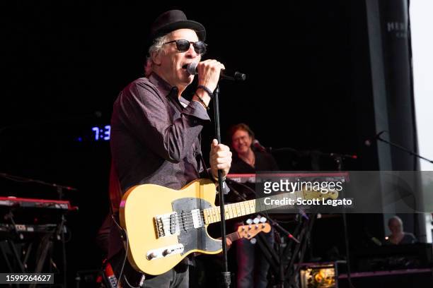 Tommy Tutone performs at Michigan Lottery Amphitheatre on August 06, 2023 in Sterling Heights, Michigan.