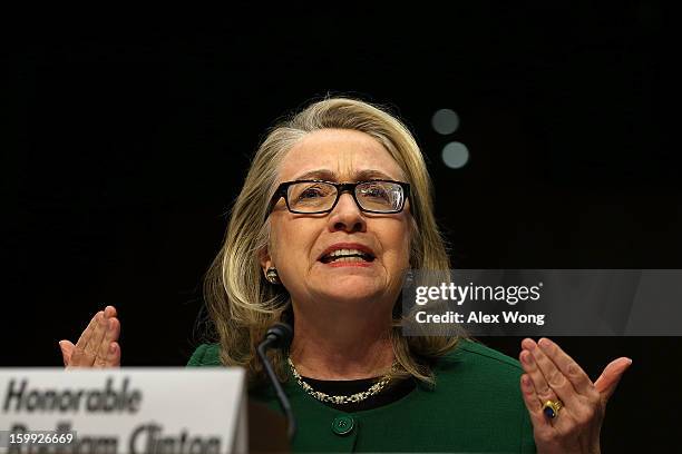 Secretary of State Hillary Clinton testifies before the Senate Foreign Relations Committee about the September 11 attacks against the U.S. Mission in...