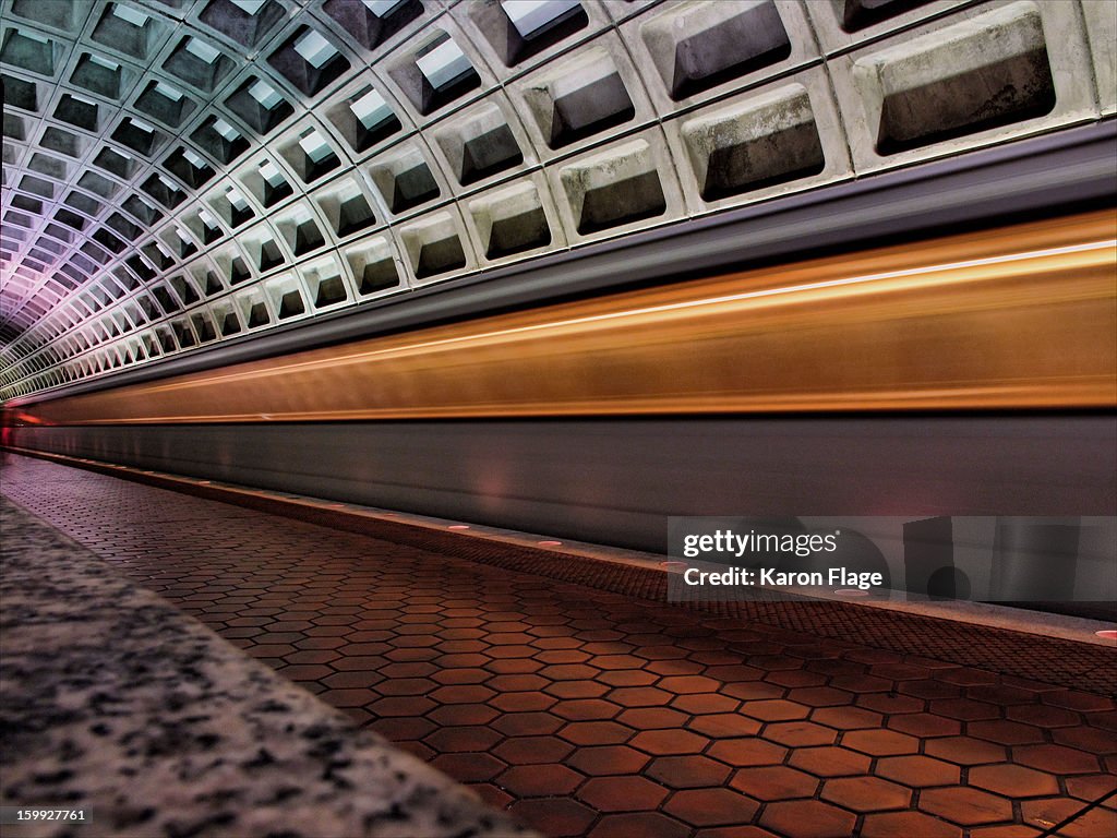 Motion Blur if the Arriving Metro Train