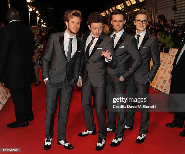 Tom Fletcher, Dougie Poynter, Danny Jones and Harry Judd of McFly attend the the National Television Awards at 02 Arena on January 23, 2013 in...